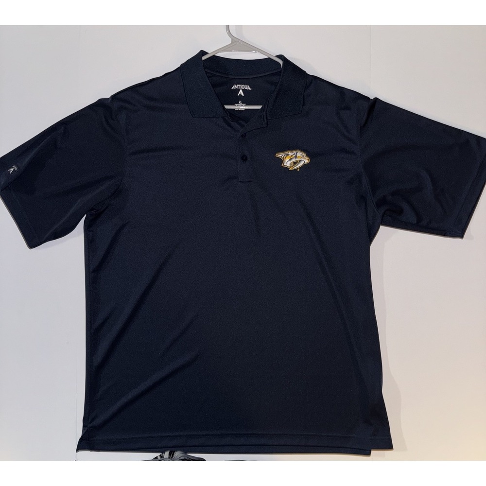 Men's XL Antigua Nashville Predators NHL Navy Performance Polo Shirt Hockey